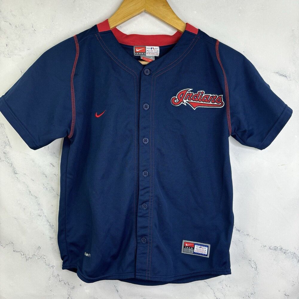 Vintage Nike Jersey Cleveland Indians Youth Boys S GRADY SIZEMORE SEWN #24 Blue